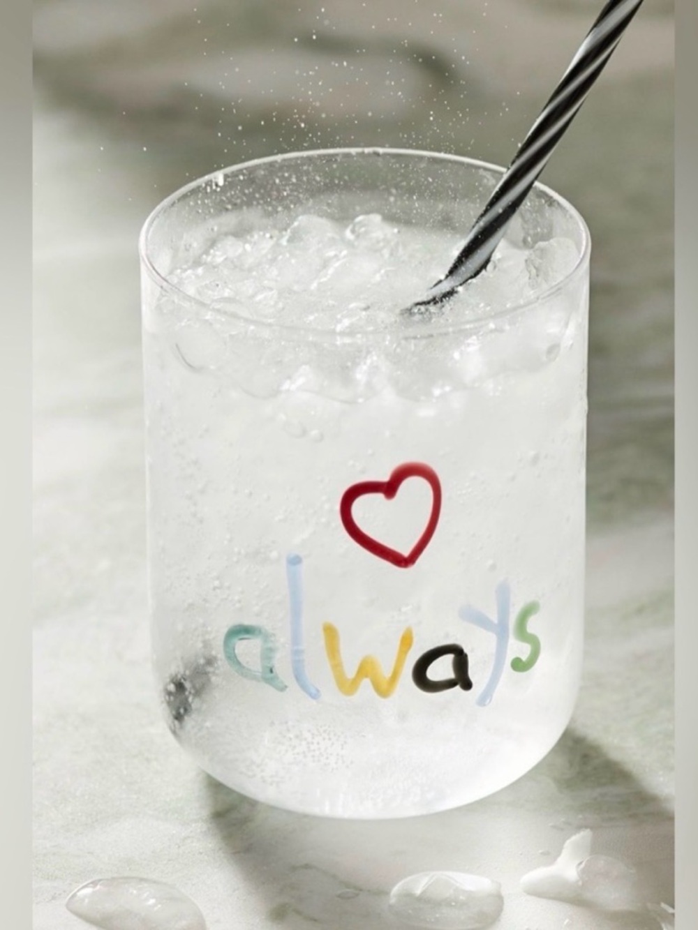Anthropologie The Love Notes Icon Juice Glass “❤️ always” love New in Box
